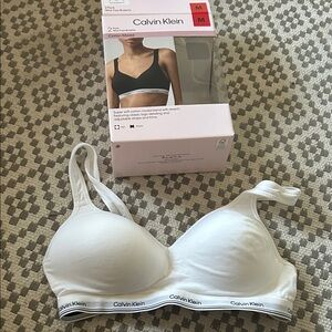 Calvin Klein White Cotton Blend Bra